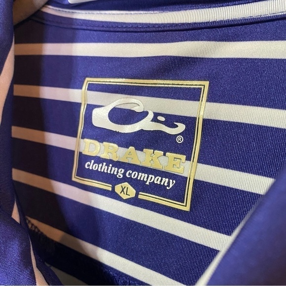 Drake Performance Lightweight Striped Polo, Blue/White, Size XL - Picture 4 of 10